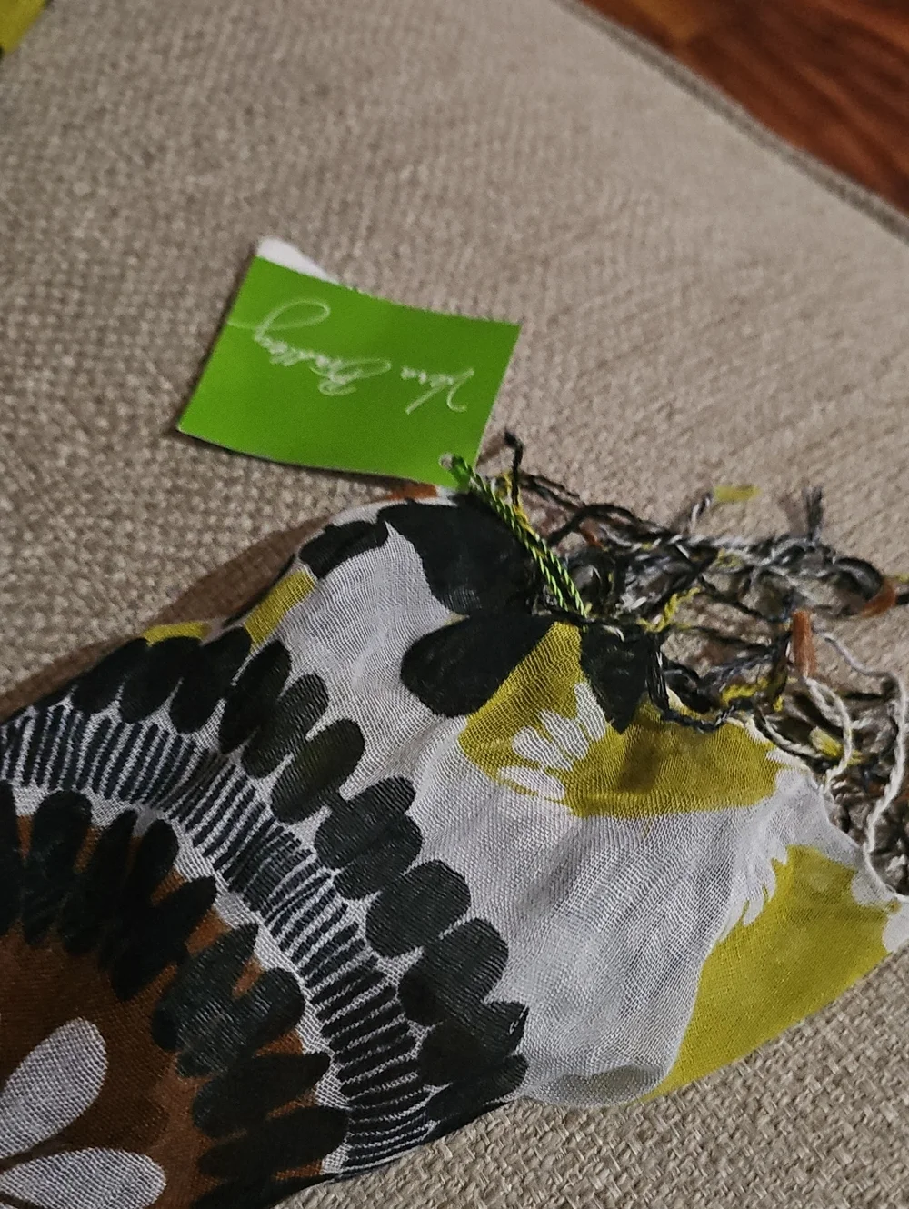 Vera Bradley Cocoa Moss Floral  Lightweight Soft Fringe  Scarf Multi  NWT